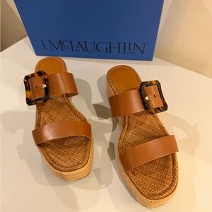 J. McLaughlin Tan Sandals with Tortoise Accent